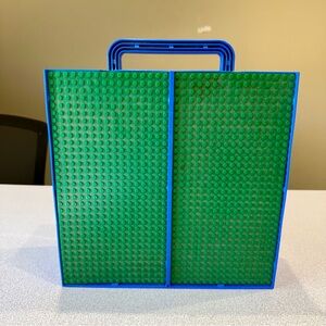 VTG LEGO Storage Carry Case Building Base Plates ‘89 Blue Green Sliding Box FULL